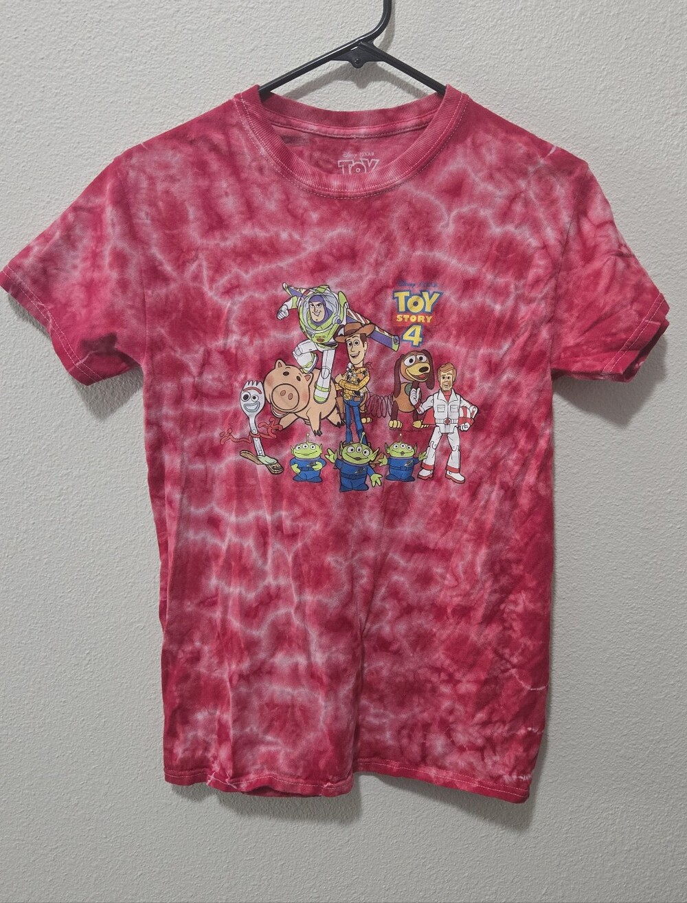 Toy Story 4 Red Tie Dye Graphic Tee Juniors Small